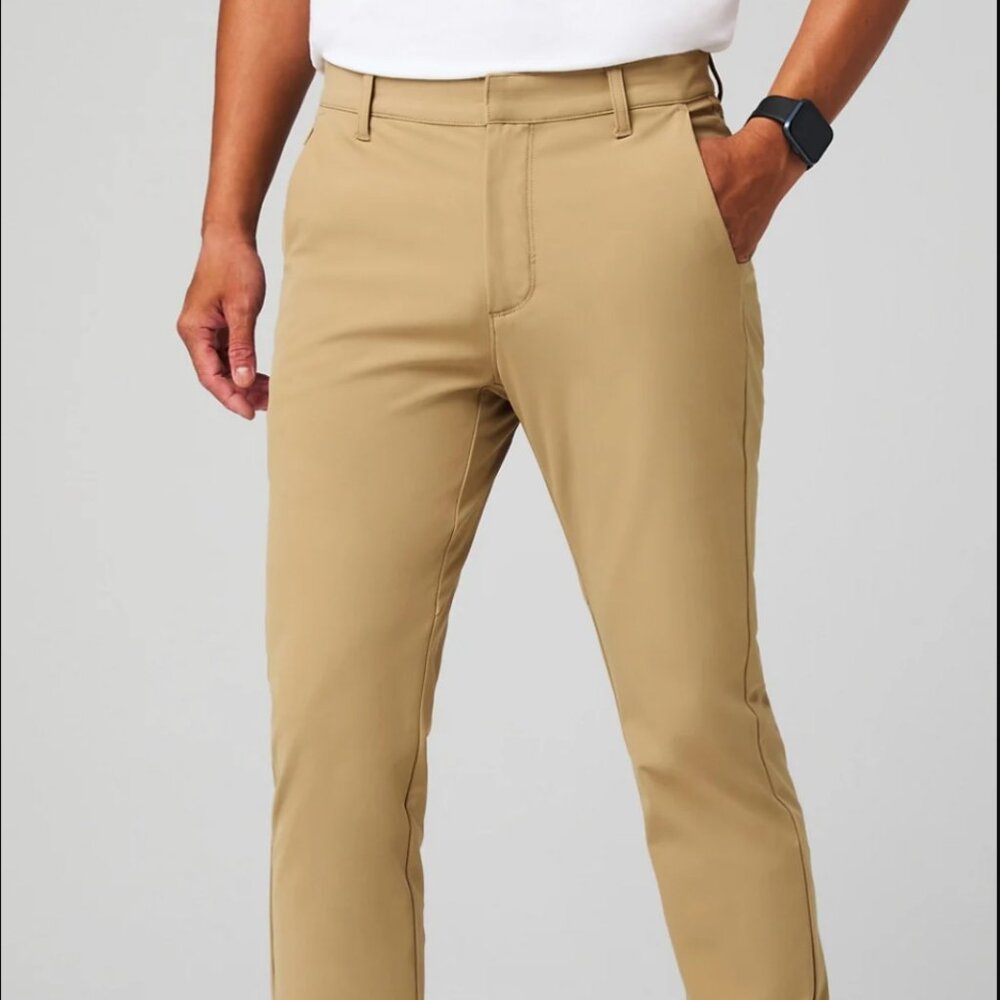Fabletics The Don Trouser, Slim Fit, Dark‎ Twill (Khaki), 30Wx30L, EUC